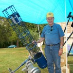 Society member Vic Wolfe displaying one of his many telescope creations.